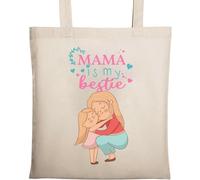 Mama is My Bestie Sac fourre-tout en coton naturel écologique Beige