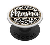 Mama Leopard Print Heart Pattern Aesthetic Motherhood PopSockets PopGrip Adhésif