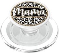 Mama Leopard Print Heart Pattern Aesthetic Motherhood PopSockets PopGrip pour MagSafe