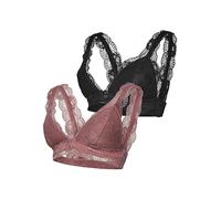 MAMA.LICIOUS Soutien-Gorge en Dentelle Mlsenia 2f 2-p A d'allaitement, Noir/Paquet : Rose décorative, L Femme