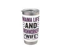 Mama Life et Ironworker Wife Drôles d'ouvriers du bâtiment Gobelet isotherme en acier inoxydable double paroi