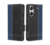 MAMA MOUTH Coque pour Xiaomi Redmi Note 13 Pro+ Plus 5G, Magnétique Rabat Portefeuille Cuir Etui, Silicone TPU Bumper Pochette Housse, Flip Porte Cartes avec Support Cover, Antichoc Case Bleu Noir