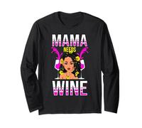 Mama Needs Wine, Femmes Noires drôles, Reine, Diva, mélanine, mère Manche Longue