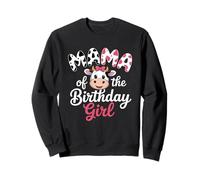Mama of The Birthday Girl Vache Mignonne avec nœud Rose Maman Femme Sweatshirt