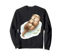 Mama Otter and Baby Otter Aquarelle câlinant Sweatshirt