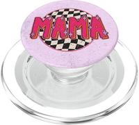 Mama Retro Checkered Pattern Pink Sparkle Aesthetic PopSockets PopGrip pour MagSafe