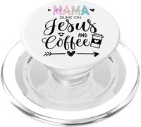 Mama Runs on Coffee and Jesus,Fueled by Jesus and Coffee Mom PopSockets PopGrip pour MagSafe