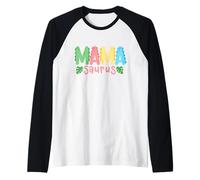 Mama Saurus Kids Dinosaure Fête d'anniversaire Assortie Manche Raglan
