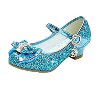 Mama Stadt Chaussures Princesse Fille Talon - Cosplay Paillettes Mariages et Fêtes, Bleu/27