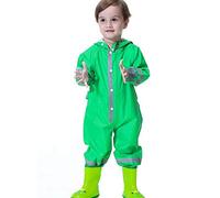 mama stadt Combinaison Anti Pluie Enfant Combinaison Impermeable Bebe Unisexe Manteau Imperméable Fille Garcon Veste Pluie 100% Imperméable avec Réfléchissant, Grenouille Verte/L(6-8 ans)