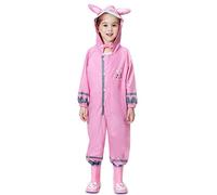 mama stadt Combinaison Anti Pluie Enfant Combinaison Impermeable Bebe Unisexe Manteau Imperméable Fille Garcon Veste Pluie 100% Imperméable avec Réfléchissant, Lapin Rose/S(2-4 ans)