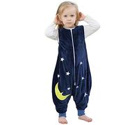 mama stadt Gigoteuse avec Pieds Unisexe pour Enfants, Surpyjama Bebe Gigoteuse sans Manche Garçon Fille Pyjama Animal en Flanelle Gigoteuse avec Jambes pour 3-5 Ans, Étoiles Bleues