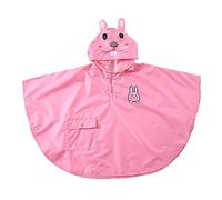 mama stadt Poncho Enfant Pluie Unisex Cape Impermeable Bebe Manteau Imperméable Garçon Fille Veste Anti Pluie avec Capuche Cartoon, Lapin Rose/ M(2-4 ans)