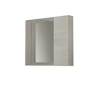 Mama Store Miroir Salle de Bain avec Compartiment conteneur et lumière LED-Orme Blanc, L. 60 cm x P. 16 cm x H.60 cm