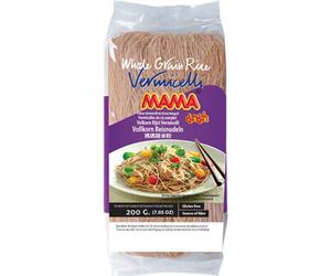 MAMA Vermicelle de Riz Brun 0.2 kg 1 Unité | Origine Thaïlande - Grains entiers, source de fibres - Idéal pour soupes et woks