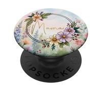 Mama Watercolor Floral Wreath Aesthetic Motherhood PopSockets PopGrip Adhésif