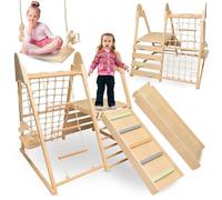 Mamabrum Aire de jeux XL 5 en 1 en bois pour animaux de compagnie, toboggan, balançoire, mur d'escalade, filet et échelle pour les tout-petits actifs, stable, pour la page d'accueil active, soutien au
