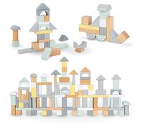 mamabrum, Blocs de Bois Pastel - Lot de 100 Blocs de 5 Couleurs différentes et 8 Formes, délicats, Couleurs Pastel