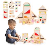 mamabrum Blocs Sensoriels en Bois 18 Pièces; Sable Coloré Intégré; Dès 2 Ans; Stimule Les Sens & Motricité Fine; Bois Massif; Sûr & Éducatif