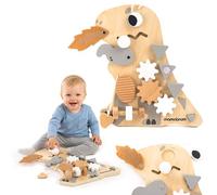 mamabrum Busy Board Montessori Bois 10 en 1 Dinosaure Tableau Activités Sensoriel éducatif Jouet Motricité Fine Enfants dès 18 Mois