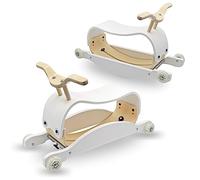 Mamabrum, cavalier et fauteuil à bascule en bois pour enfants - 2 en 1, poids léger 3,5 kg, siège profilé, coupe droite, roues en caoutchouc, silencieux, étagère à l'intérieur de la bascule pour bébé