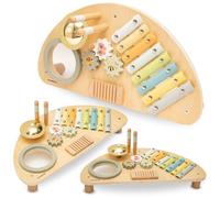 mamabrum Centre Musical en Bois pour Enfants - Jouet d’Éveil Musical avec Mini Batterie, Xylophone, Engrenages et Plus - Instrument d’Apprentissage Créatif Dès 9 Mois - Design Moderne et Sécurisé