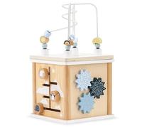 mamabrum Cube Éducatif en Bois - Jouet Bebe 1 an avec Trieur de Formes, Perles Multicolores et Labyrinthe - Set d'Activités pour Formes et Couleurs (19,8 x 19,8 x 36,5 cm)