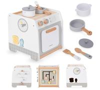 Mamabrum, Cuisine en Bois - Cuisine en Bois Cube éducatif, marmite, Couvercle de Casserole, poêle à Frire, spatule, cuillère, Tranche de Pain Cuisine de Jeu Cuisine de poupée pour Enfants