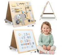 Mamabrum Double Face Enfants Tableau Éducatif 2in1 Magnétique et Manipulation Sensorielle En Bois Avec Accessoires Apprentissage Comptage Développement