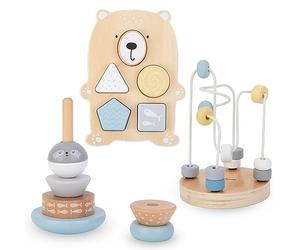 Mamabrum, Ensemble de Jouets en Bois - entrelacs colorés, Pyramide Seevang, Ours trieur, Planche de tri, Boucle de motricité, trieur en Bois Jouets Montessori à partir de 10 Mois