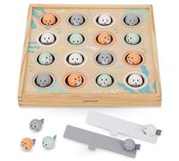 Mamabrum, Flying Fish - Jouet en Bois, Plateforme en Bois avec de Nombreux Trous, 2 catapultes, 16 Petits Poissons, Jouet écologique, pour Les Enfants de 3 Ans et Plus, Jeu de pêche Montessori