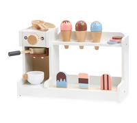 mamabrum Glacier en Bois avec Machine à Café pour Enfants - Set Jeu de RôLe Barista avec Accessoires - Cuillères, Gaufrettes, Tasse, Carafe - 3+ Ans (15 Items)