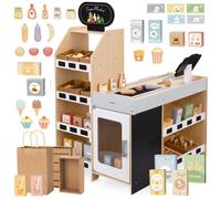 Mamabrum, grand kiosque de bois pour magasin de nourriture avec caisse enregistreuse, ensemble XXL, jouet éducatif pour enfants, méthode Montessori, 3 ans et plus.