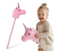 mamabrum Hobby Horse - Cheval bâton Licorne Rose pour Enfants, 80 cm