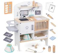 Mamabrum Hôpital vétérinaire en Bois pour Enfant - kit éducatif 20 Accessoires : Clinique vétérinaire, médicaments, radiographies, Badge Docteur - dès 3 Ans
