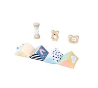 Mamabrum Jeu De Jouets Sensoriels Hochet Cube 6m+ | Ensemble de 6 m+ avec cliquet de pluie, cube sensoriel pliable et 2 jouets en bois.