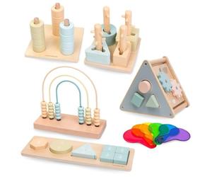mamabrum Jouets Montessori 2-3 Ans - Set Éducatif - Licette Arc-en-Ciel, Formes, Tri, Ulamki, Activité Sensorielle - Jouets en Bois pour Développement Cognitif et Manuel