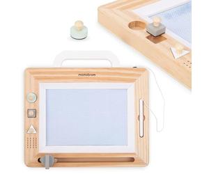 Mamabrum Livre de Gribouillage en Bois avec 3 Tampons pour Enfants de 3 Ans et Plus, Planche à Dessin, Jouet éducatif Favorisant le Développement Manuel et Sensoriel, Apprentissage de l'écriture et du