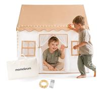 Mamabrum Maison Pliable XXL pour Enfants avec Lumières LED - Tente Maison pour Chambre et Jardin Beige Grande Maison de Jouets avec Rideaux et Sac de Rangement