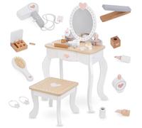 mamabrum Makeup Dreeser - Meuble de Maquillage en Bois pour Petites Filles - Vanity,Parfum, Vernis à Ongles, Brosse, Attaches Cheveux et Table de Maquillage Petite Fille Station de Maquillage