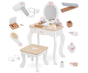 mamabrum Makeup Dreeser - Meuble de Maquillage en Bois pour Petites Filles - Vanity,Parfum, Vernis à Ongles, Brosse, Attaches Cheveux et Table de Maquillage Petite Fille Station de Maquillage