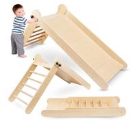 mamabrum MAM202 Slide Toboggan pour Enfant à partir de 3 Ans - Toboggan en Bois Pliable avec échelle sûre pour l'intérieur - Toboggan en Bois de hêtre de qualité pour Un Plaisir Actif