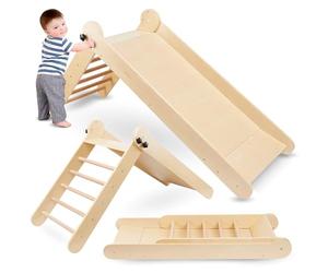 mamabrum MAM202 Slide Toboggan pour Enfant à partir de 3 Ans - Toboggan en Bois Pliable avec échelle sûre pour l'intérieur - Toboggan en Bois de hêtre de qualité pour Un Plaisir Actif