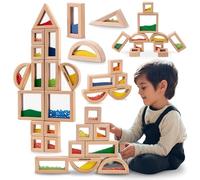 mamabrum MAM218 - Blocs Sensoriels en Bois avec Remplissage visuel et Sonore | 15 Pièces | Jouet Montessori éducatif pour Enfants dès 2 Ans | Apprentissage Formes et Couleurs