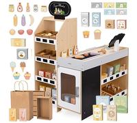 mamabrum Marché en Bois Stand de Jeu Éducatif pour Enfants avec Accessoires - Jeu Créatif dès 3 Ans