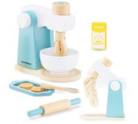 Mamabrum Mixeur en bois pour enfants - Kit pâtisserie avec 8 accessoires - Jouet de cuisine réaliste au design scandinave