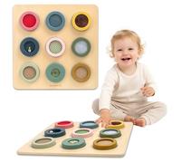 Mamabrum Montessori TOUCH BOARD Tableau Sensoriel - Planche Éducative en Bois avec 9 Textures - Sens du Touch, Miroir, Fée Clochette - 45x45 cm pour Enfants 18m+