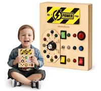 Mamabrum Panneau de manipulation LED Power Panel avec bouton 3+ | Busy board 3+ avec grand cadran, LED colorées, 3 interrupteurs à bascule, levier et boutons.