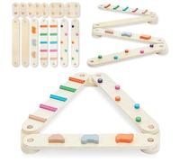 Mamabrum Piste d'équilibre sensorielle Montessori – 14 éléments colorés – 50 kg max – Bois G