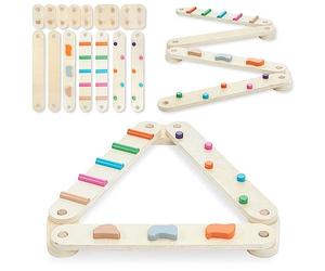 Mamabrum,Piste d'équilibre sensorielle en Bois - 14 éléments, éléments colorés, Parfaits pour développer Les capacités motrices de bébé, différentes Formes d'obstacles, innombrables itinéraires